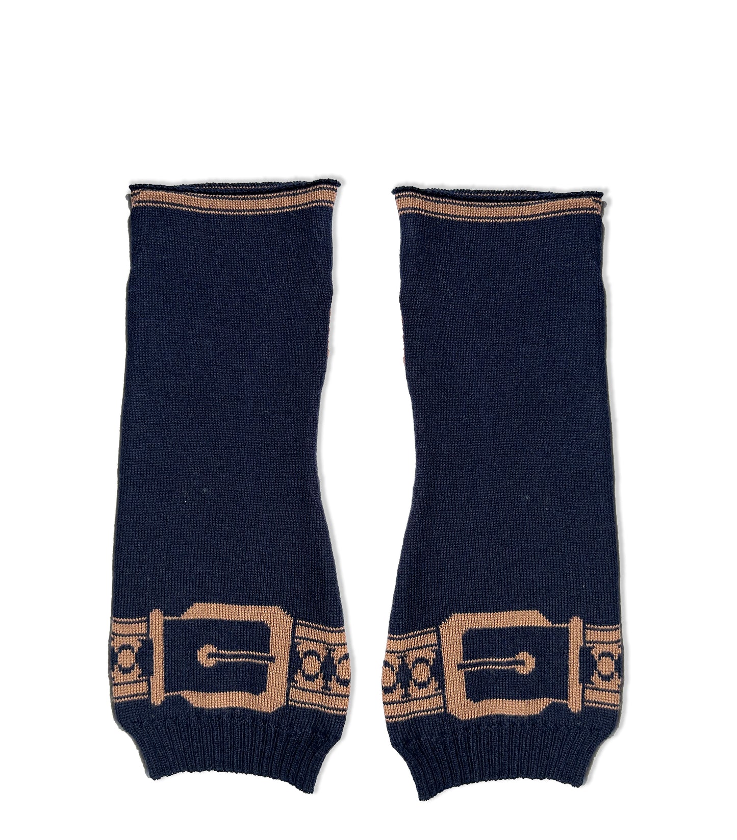 Snaffle Short Handwarmers Navy/Tan