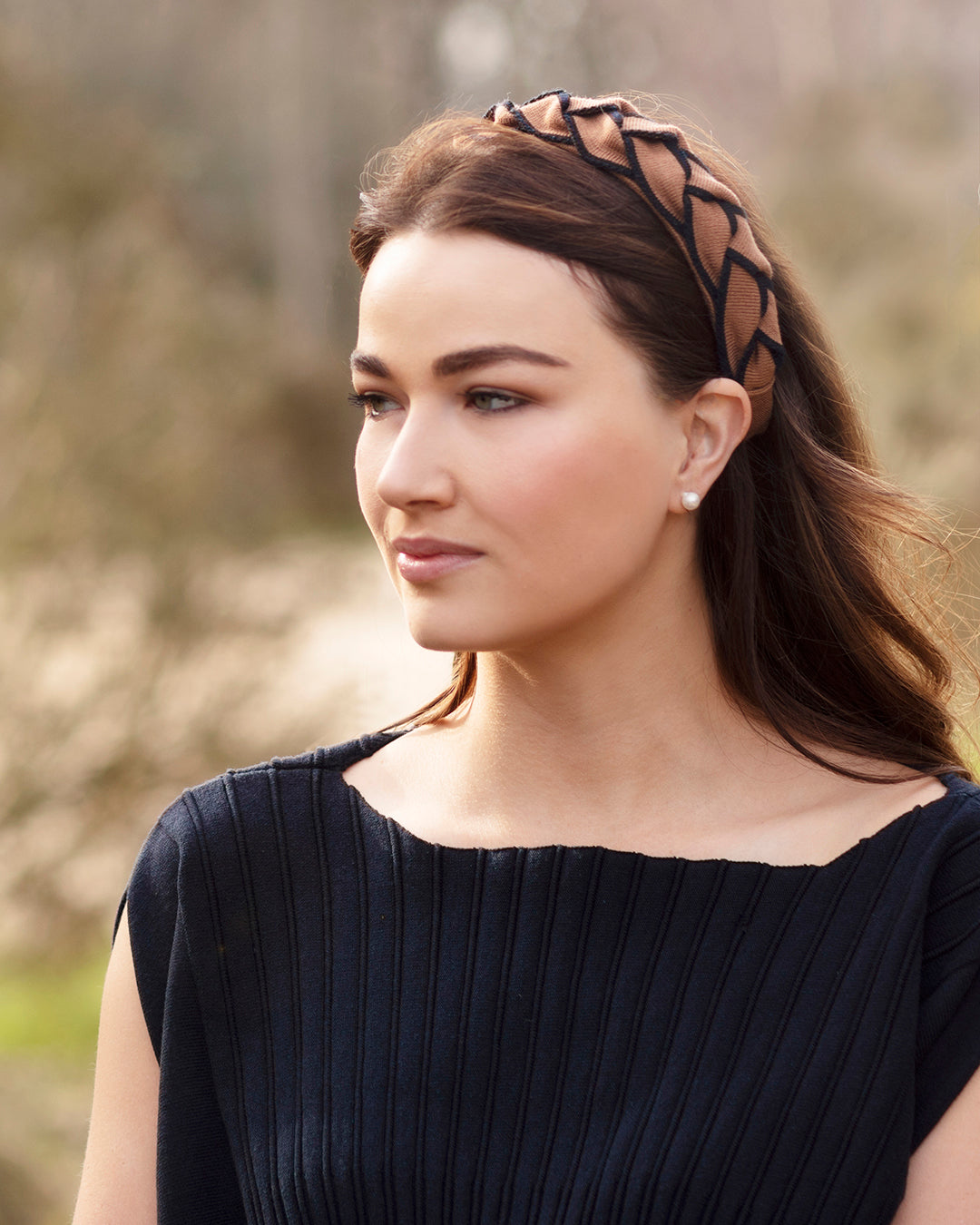 Classic Signature Plait Hairband Navy/Tan