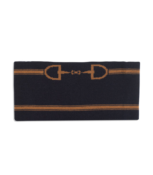 Snaffle Headband / Snood Navy/Tan