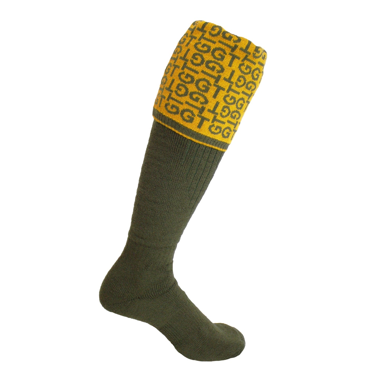 Personalised Monogrammed Boot Socks Mustard/Olive