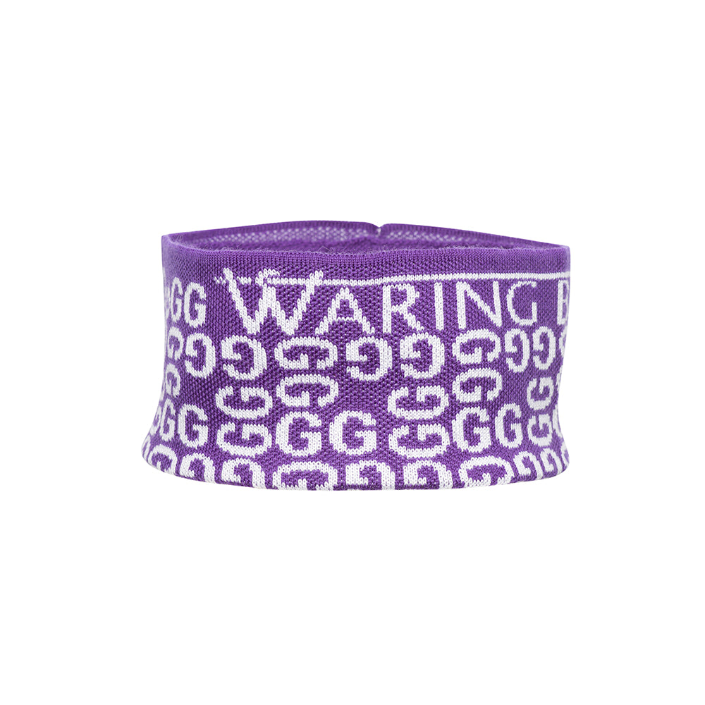 Ski-Style Monogram Pattern Headband Purple/White
