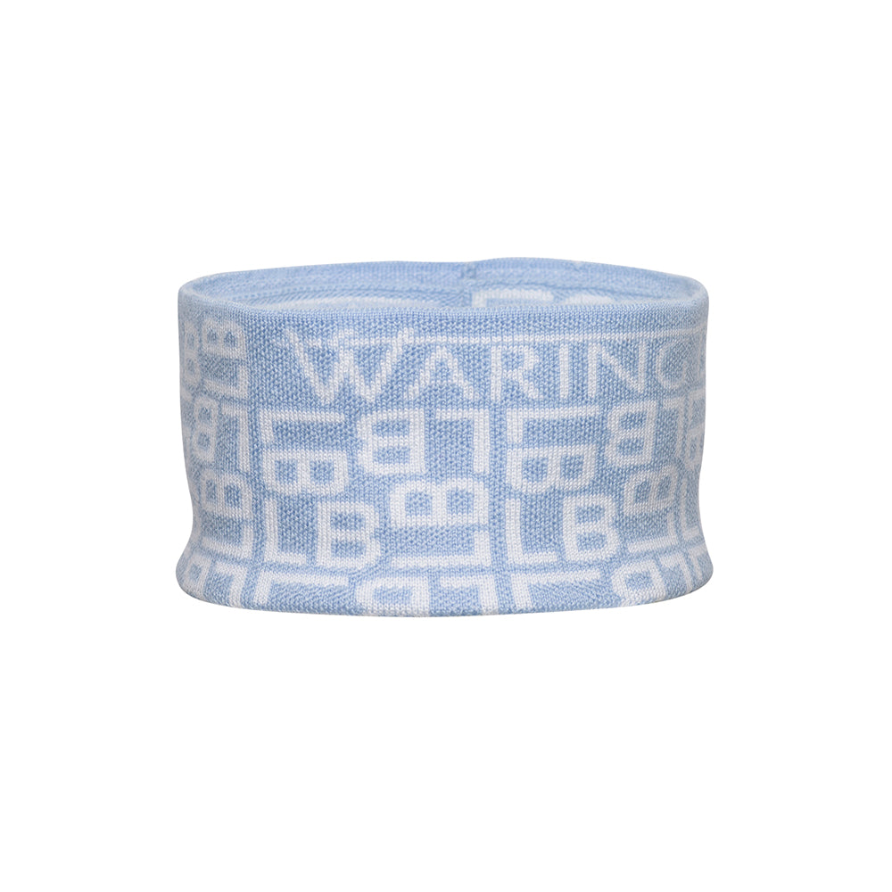 Ski-Style Monogram Pattern Headband Baby Blue/White