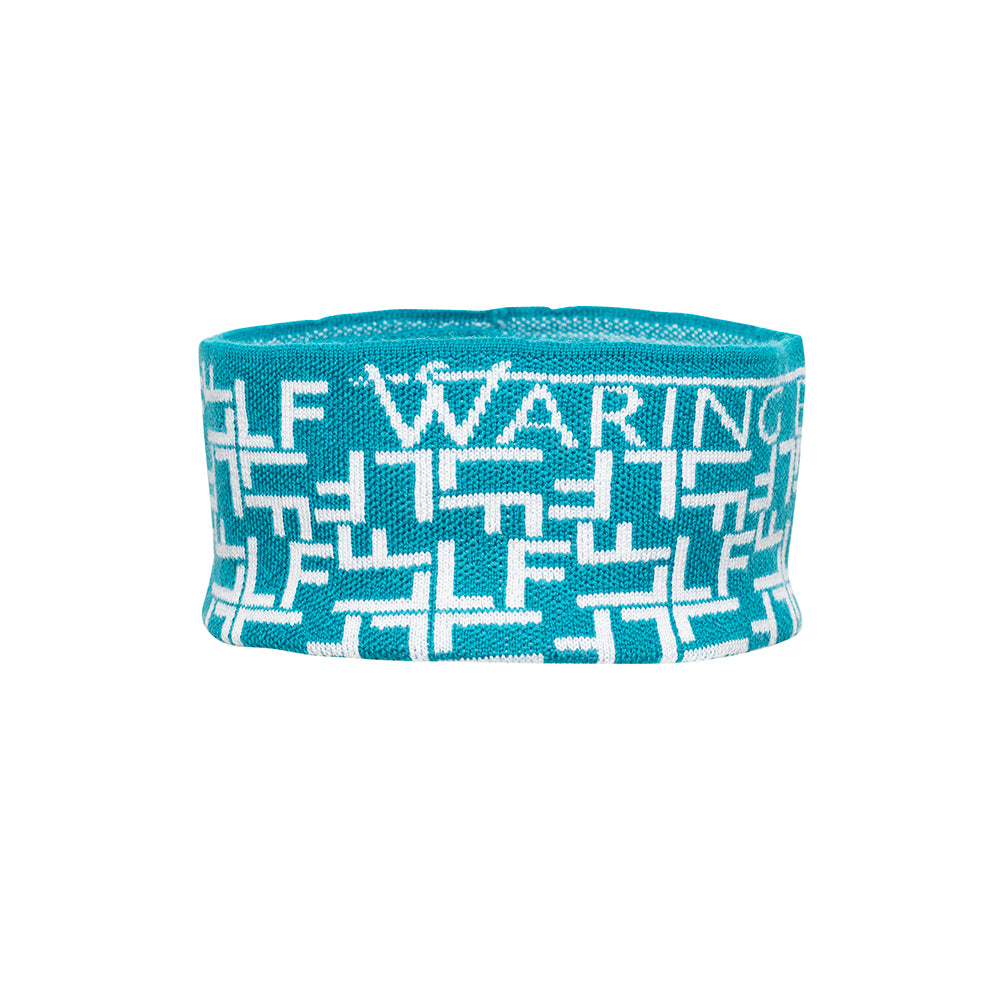 Ski-Style Monogram Pattern Headband Teal/White