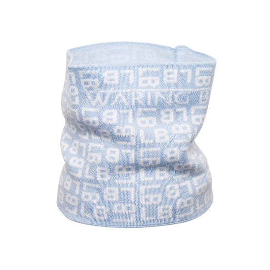 Ski-Style  Monogram Pattern Snood Baby Blue/White