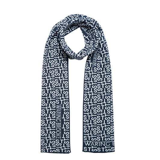 Ski-Style  Monogram Pattern Scarf Navy/White
