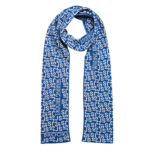 Ski-Style  Monogram Pattern Scarf Cobalt/White