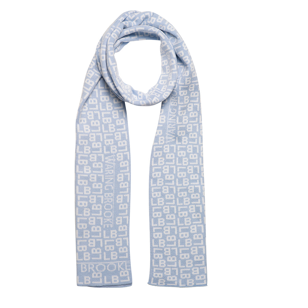 Ski-Style Monogram Pattern Scarf Baby Blue/White