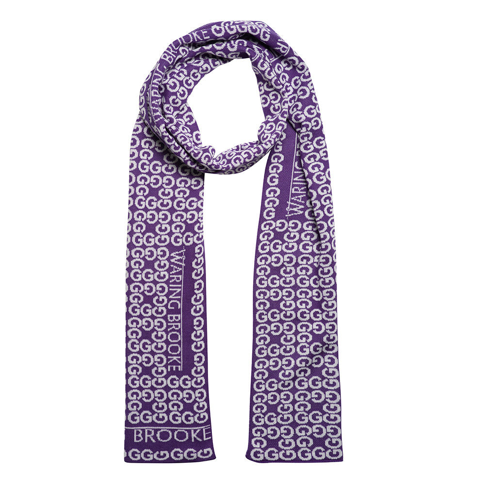 Ski-Style Monogram Pattern Scarf Purple/White