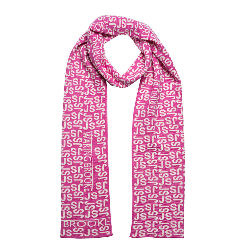 Ski-Style Monogram Pattern Scarf Hot Pink/White