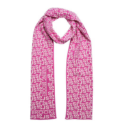 Ski-Style  Monogram Pattern Scarf Hot Pink/White