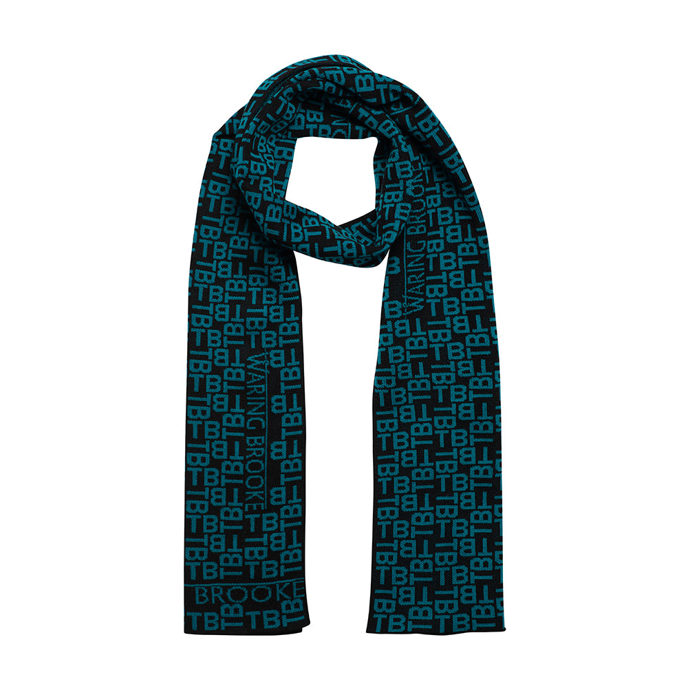 Ski-Style Monogram Pattern Scarf Black/Teal