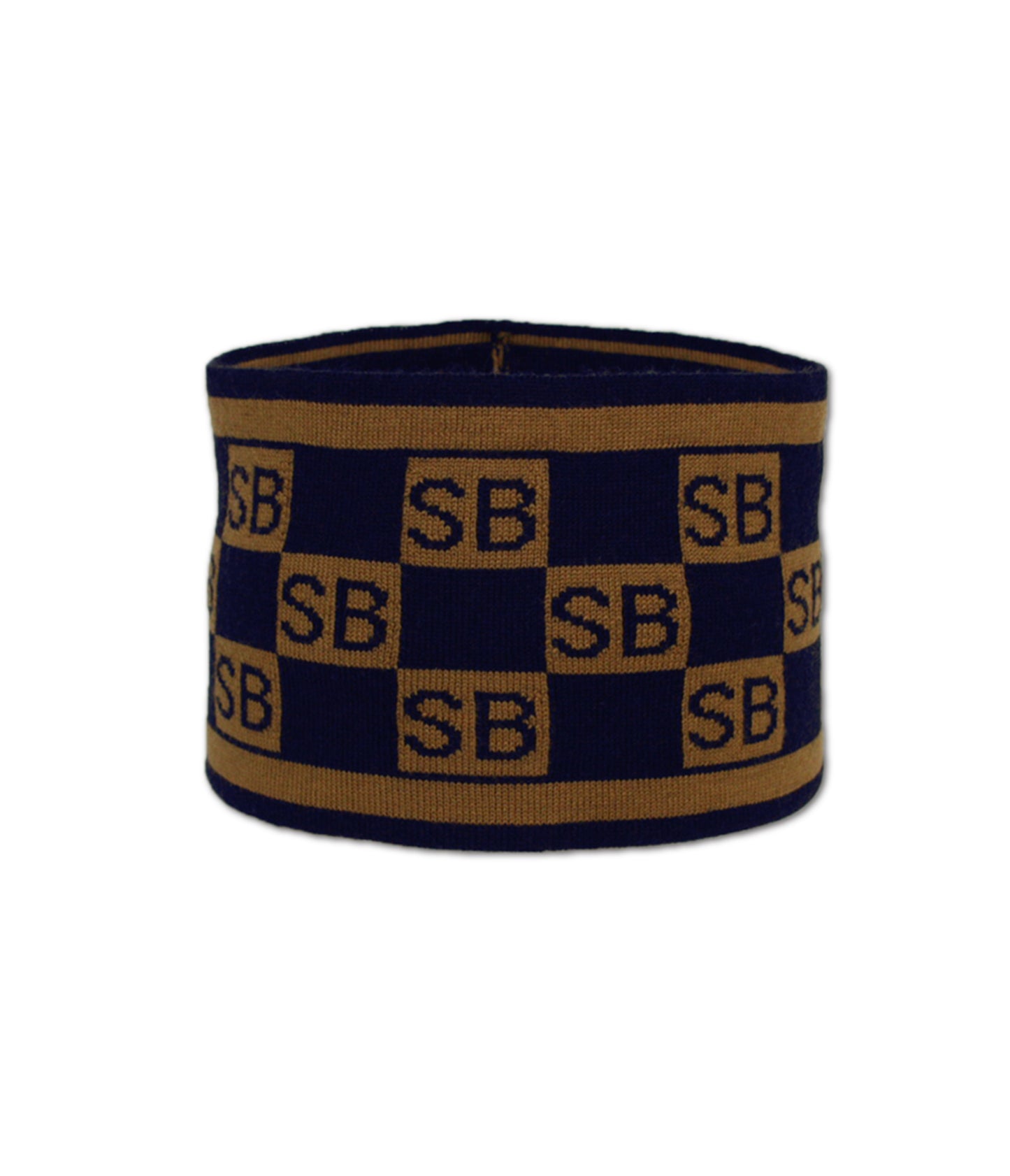 Waring Brooke Squared Monogram Headband Navy/Tan