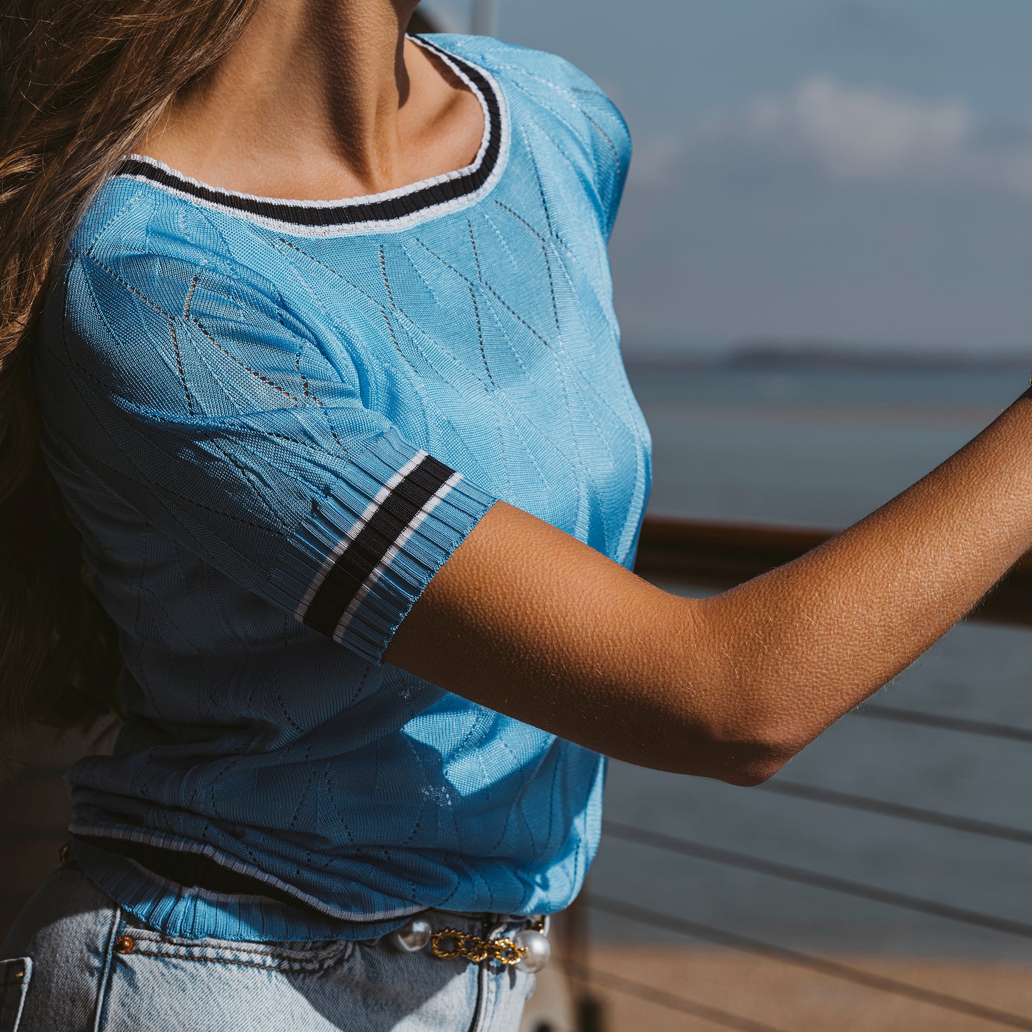 Diamond Crew Neck Sea Blue