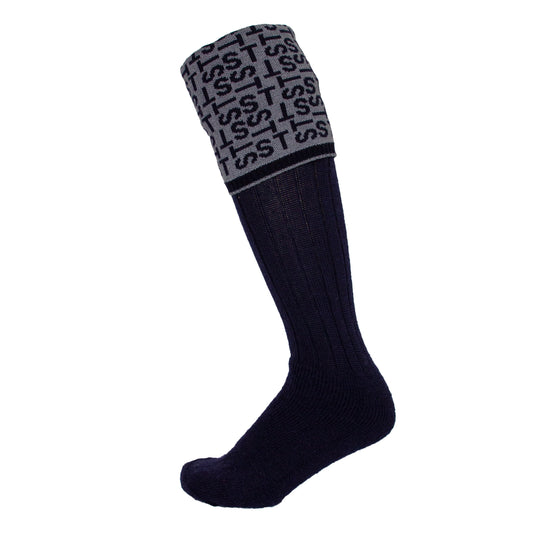 Personalised Monogrammed Boot Socks Grey/Navy