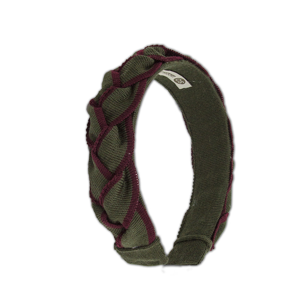 Signature Plait Hairband Olive/Plum