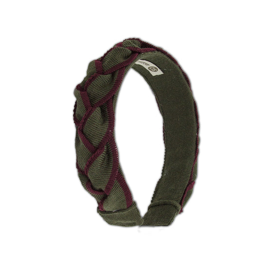 Signature Plait Hairband Olive/Plum