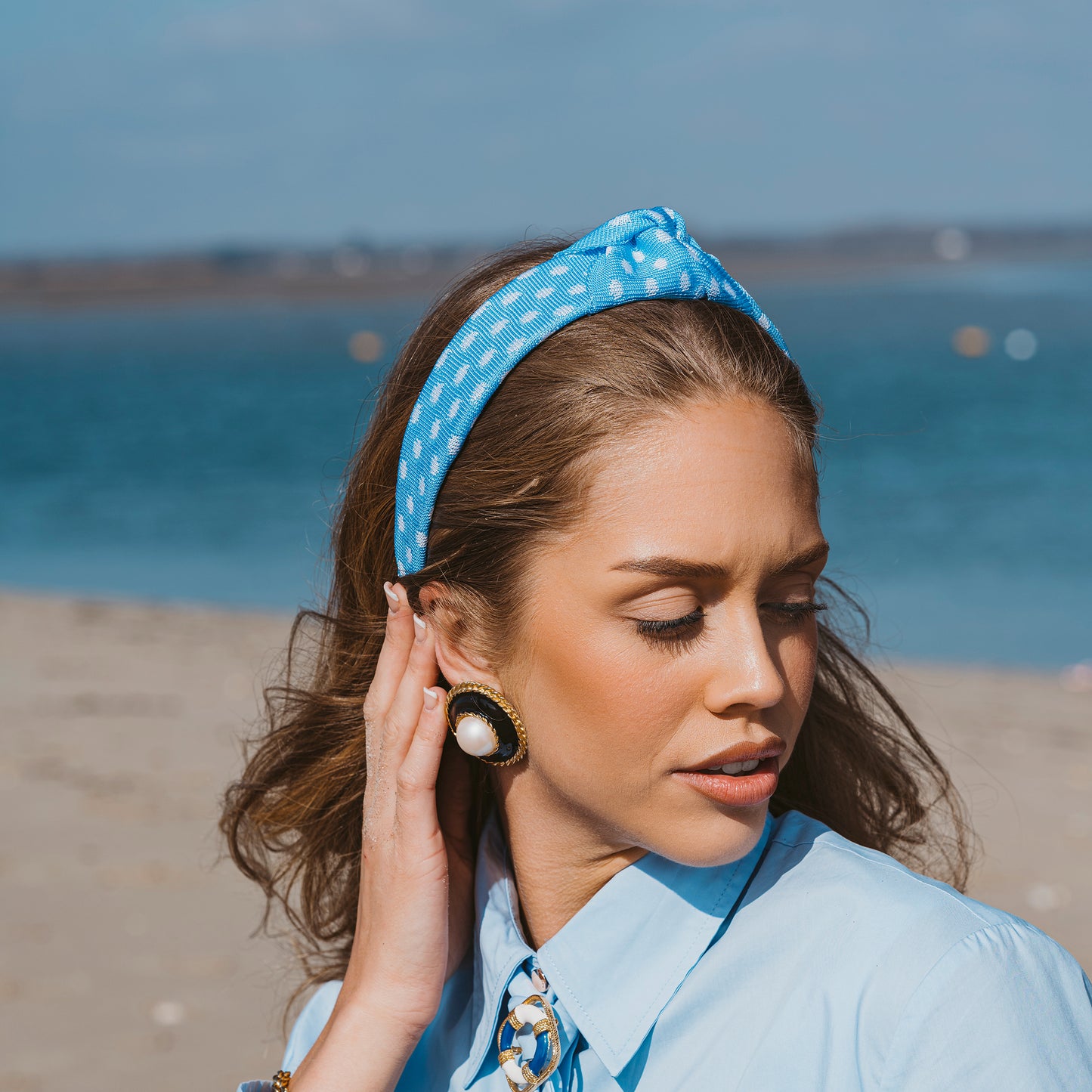 OUTLET: Polka Knot Hairband Gold/White