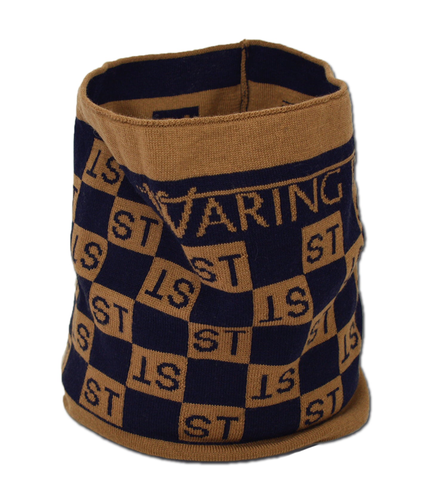 Waring Brooke Squared Monogram Snood Navy/Tan