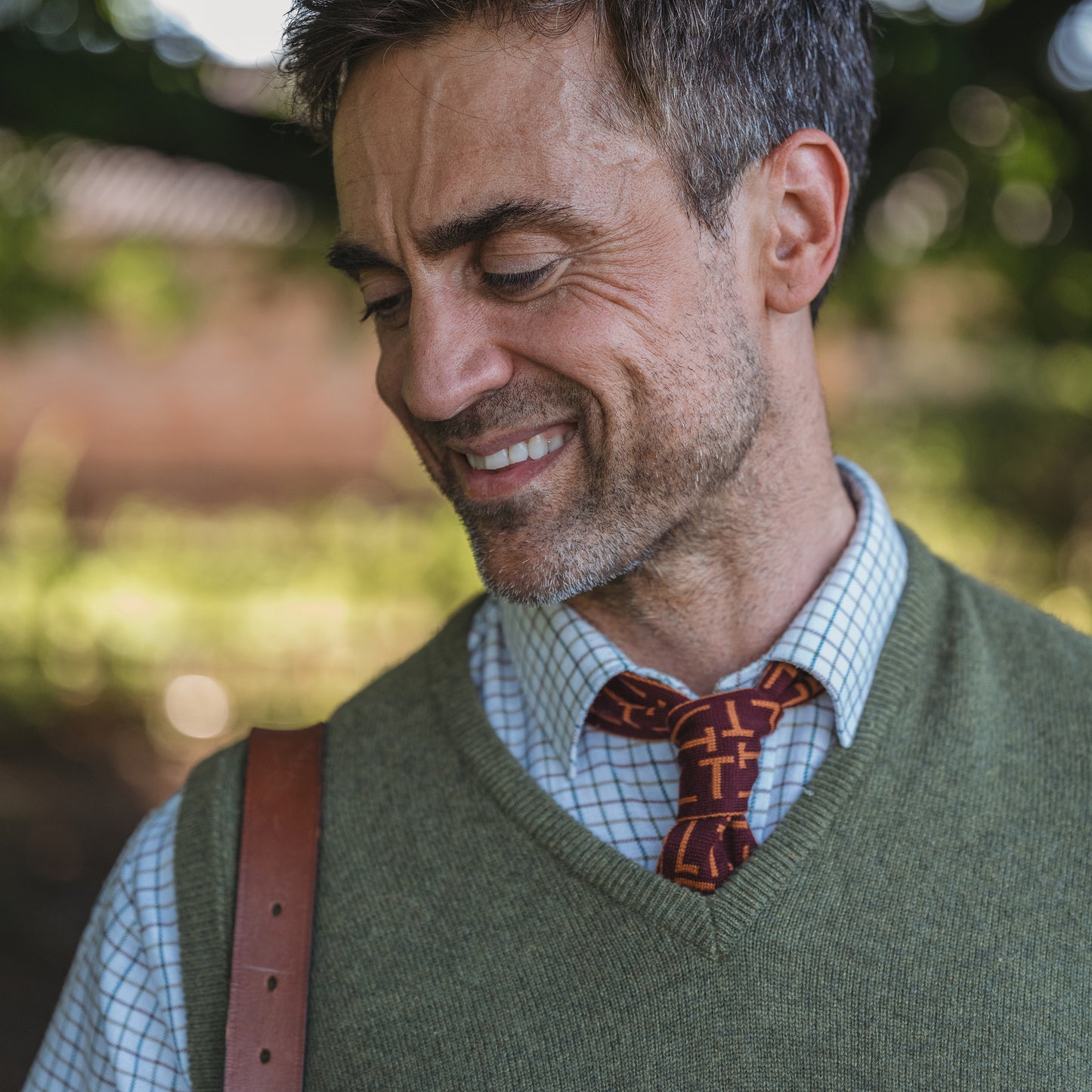Monogram Pattern Tie Denim/Bordo