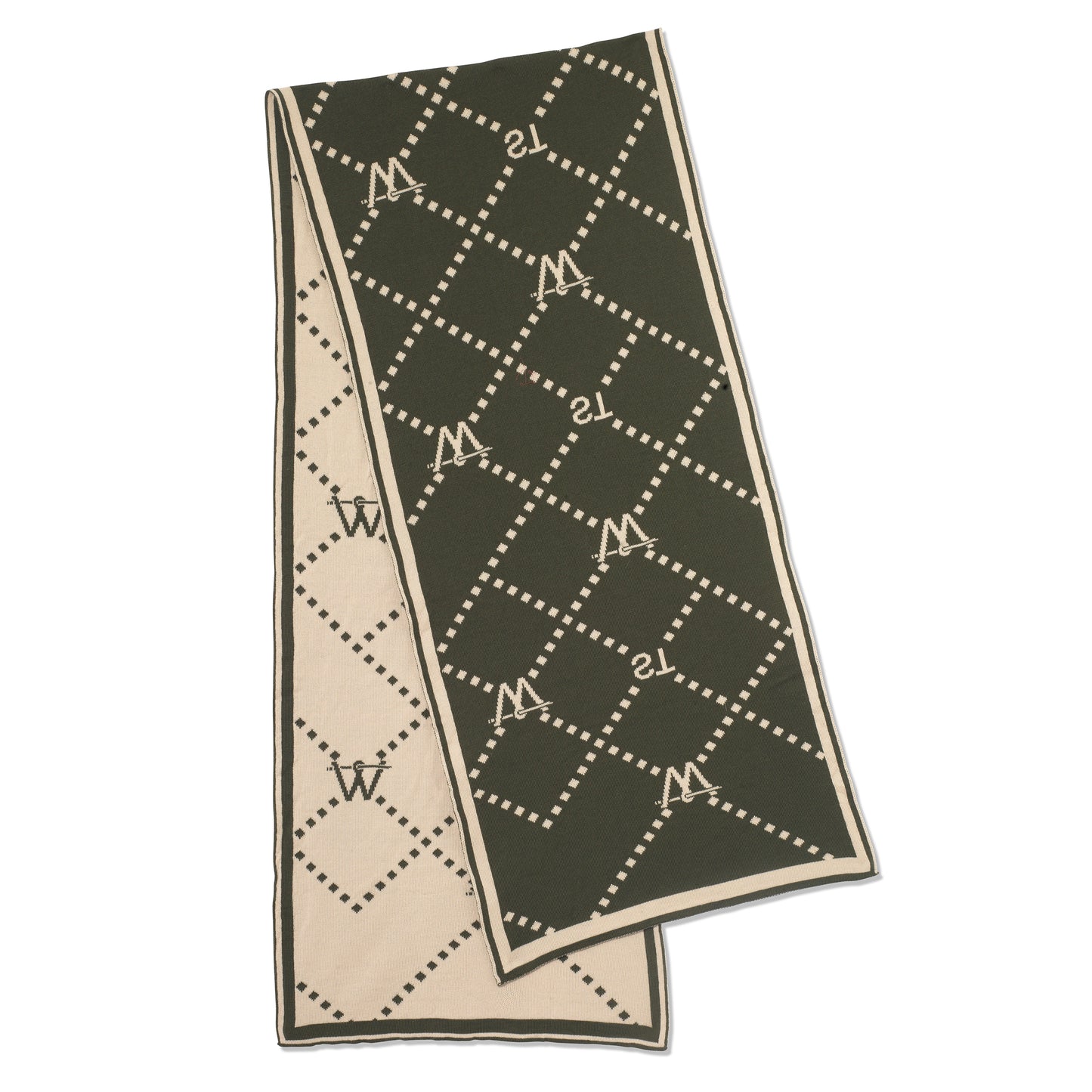 Personalised Diamond Motif Scarf Olive