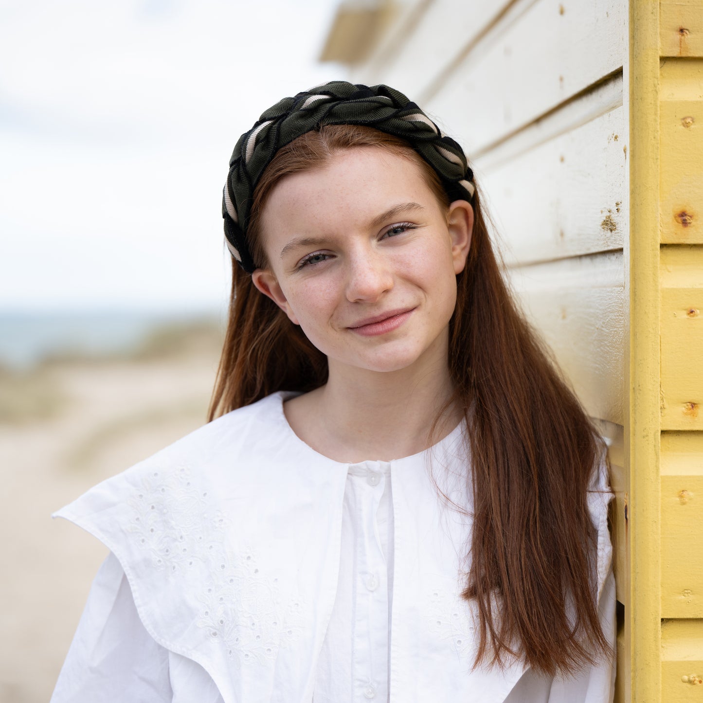 Amelia Plait Hairband-Olive/Black