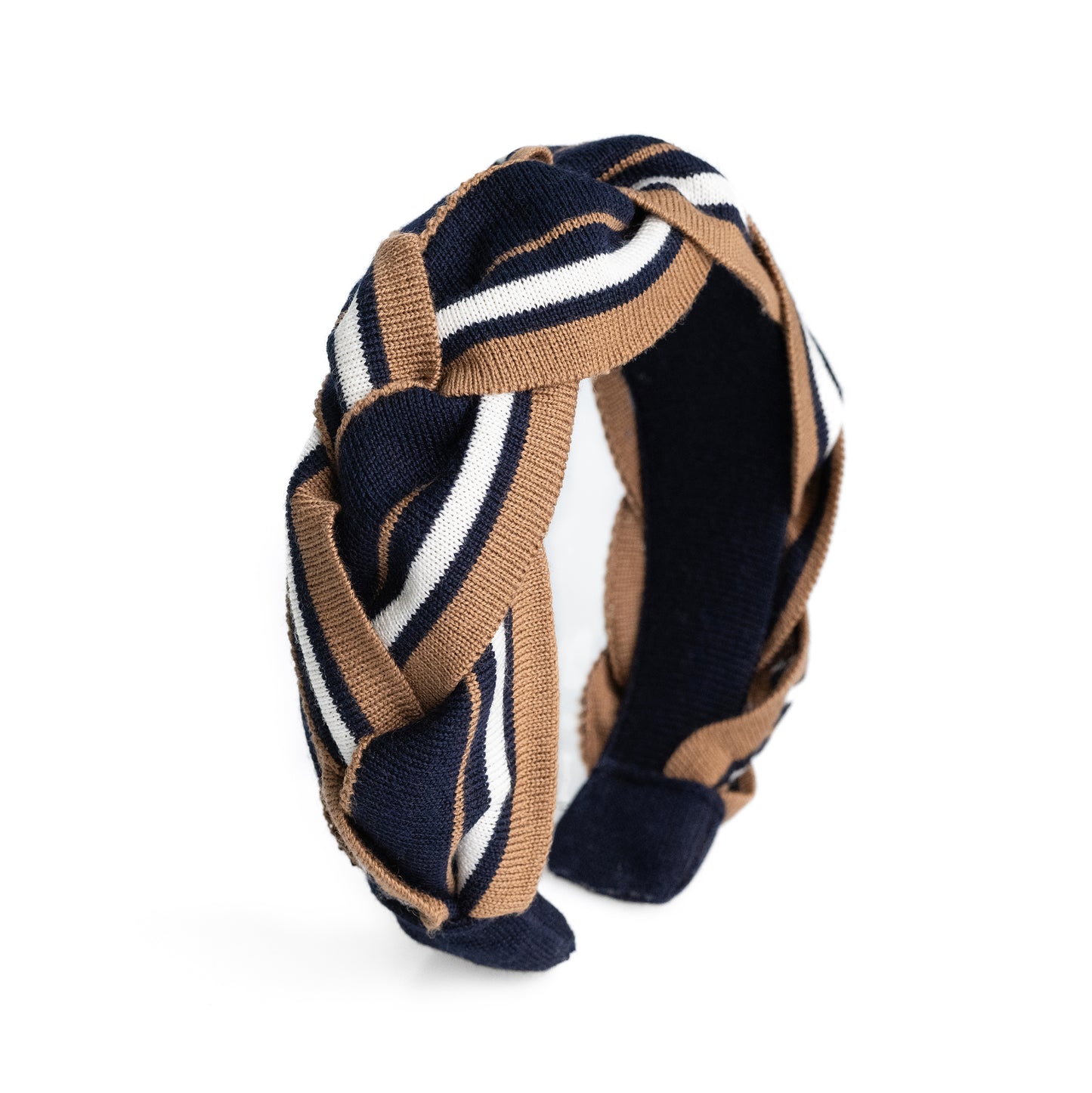 Amelia Plait Hairband-Navy/ Tan