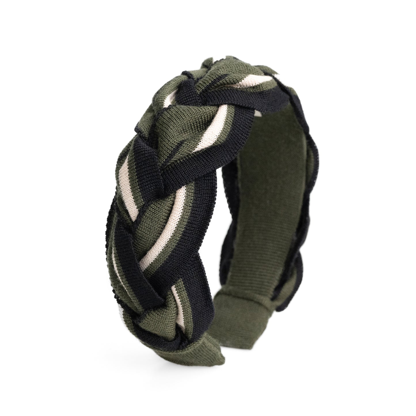 Amelia Plait Hairband-Olive/Black