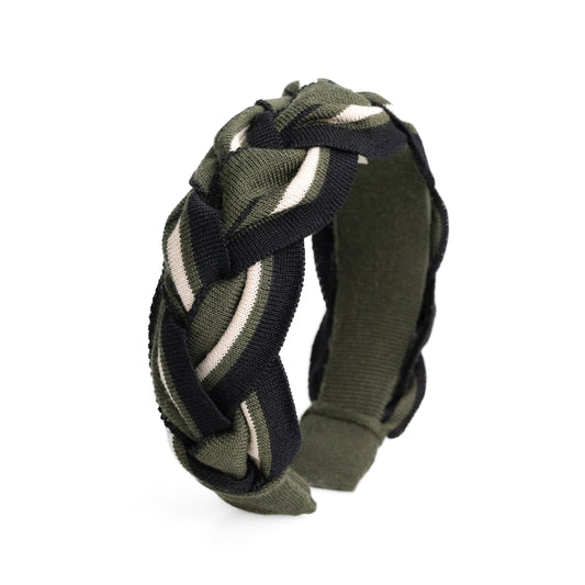Amelia Plait Hairband-Olive/Black