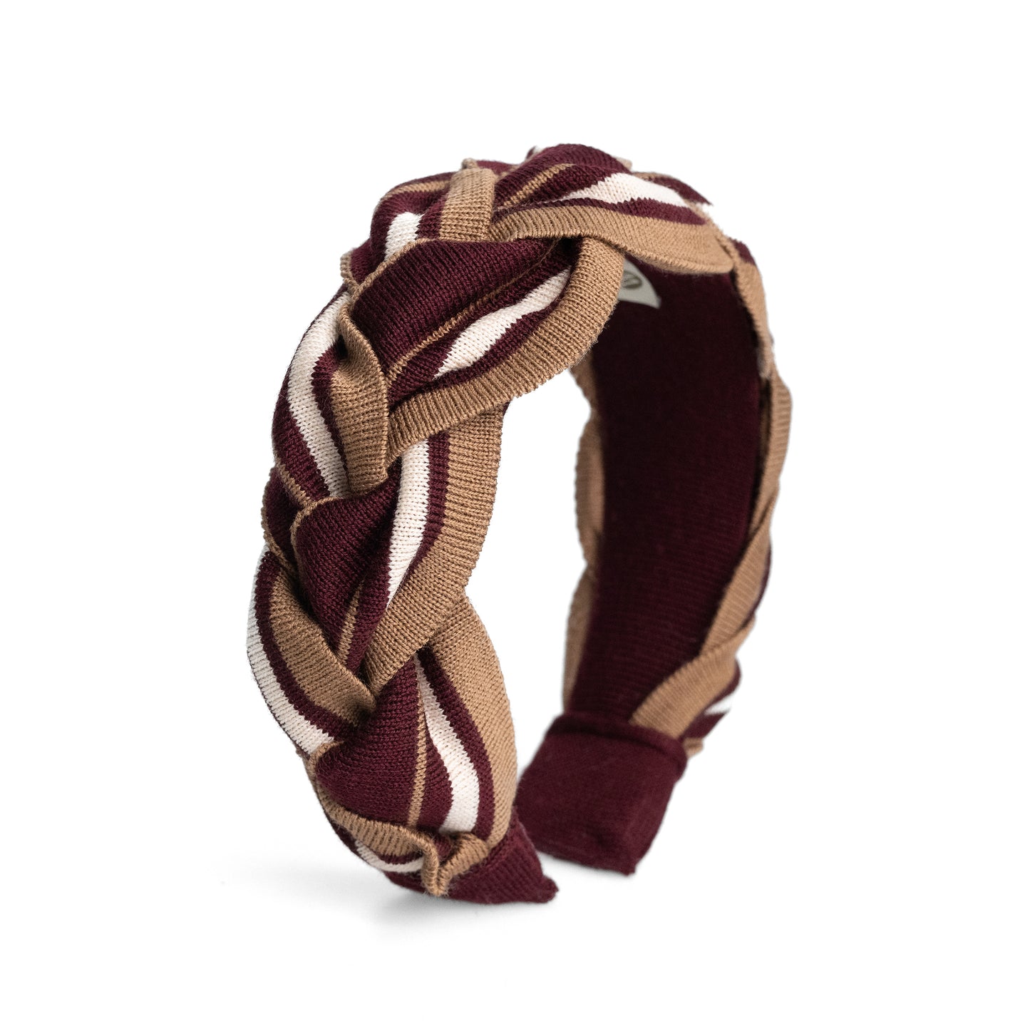 Amelia Plait Hairband-Burgundy/Tan