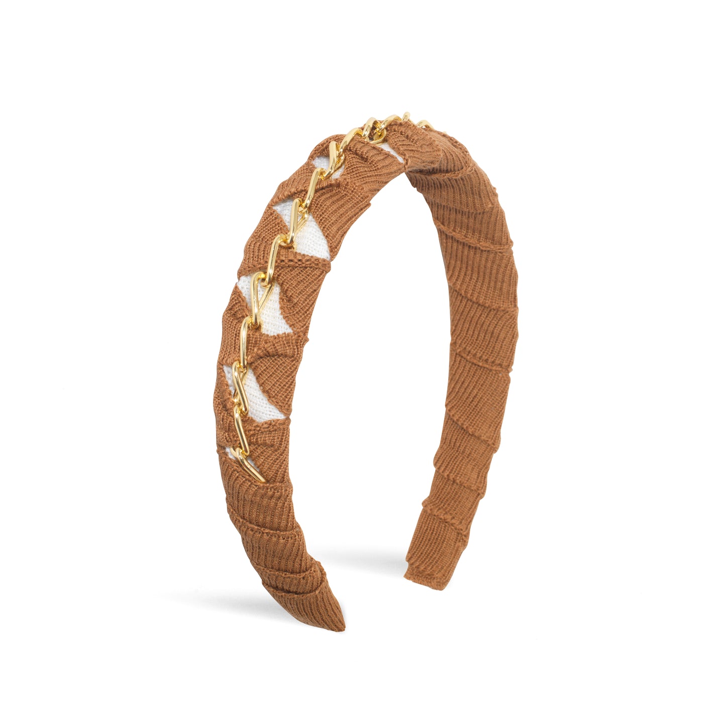 Twisted Chain Hairband Tan/White