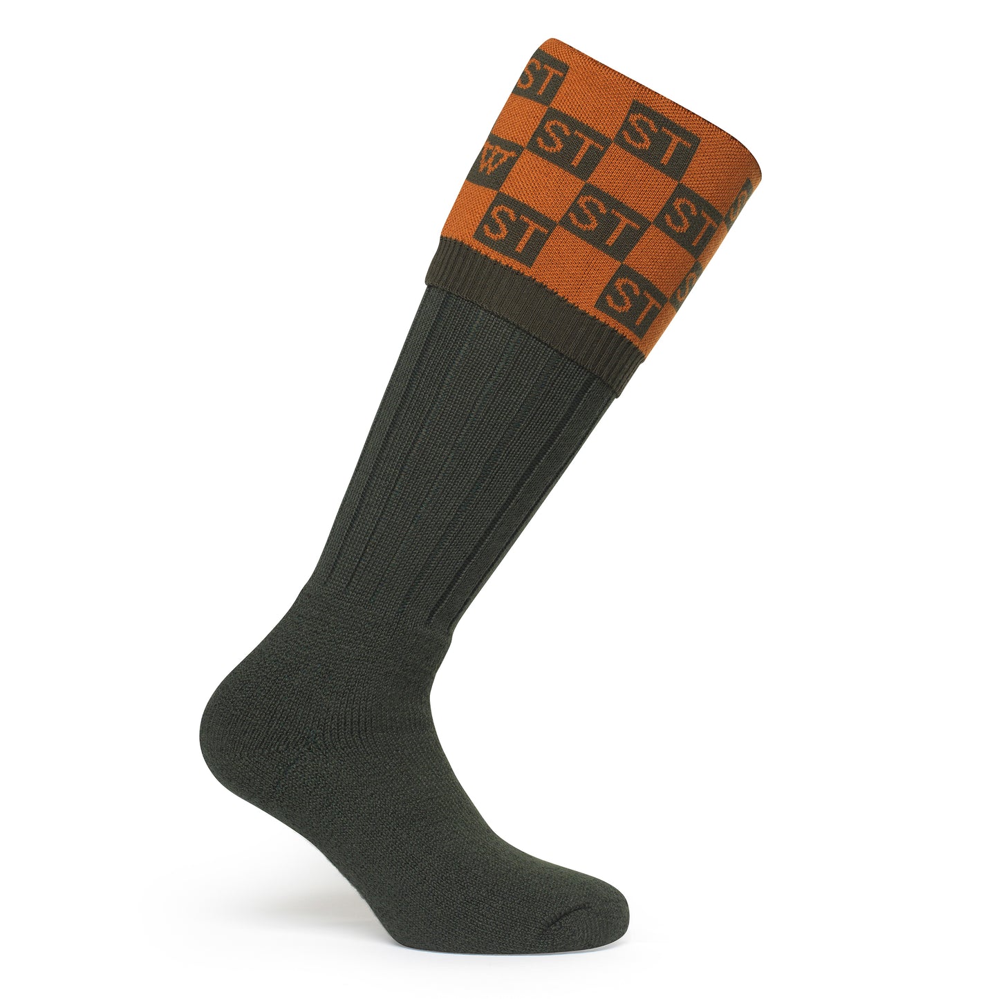 Squared Personalised Socks Olive/Chestnut