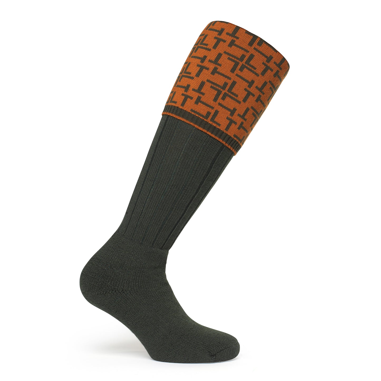 Personalised Monogrammed Boot Socks Chestnut/Olive