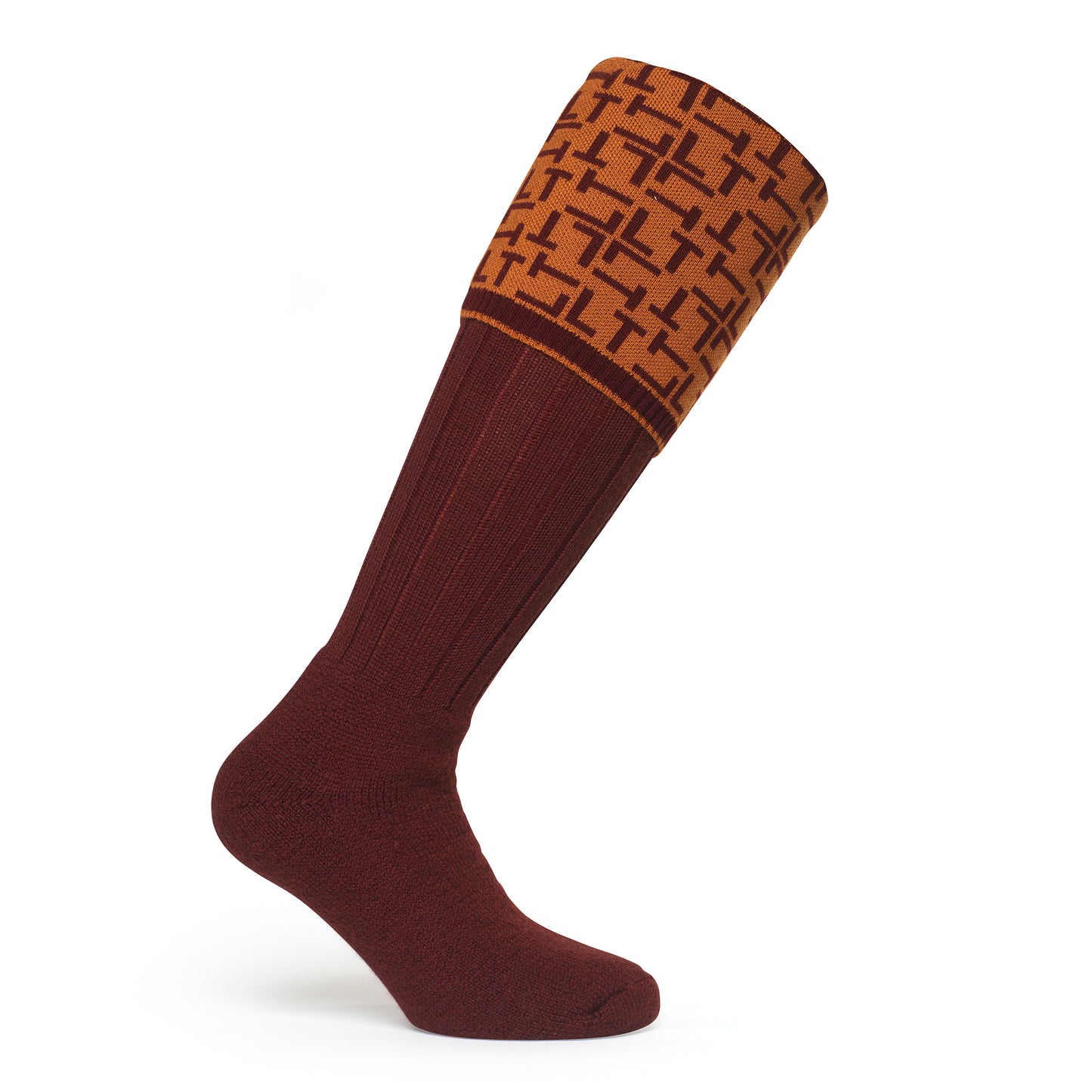 Personalised Monogrammed Boot Socks Chestnut/Plum
