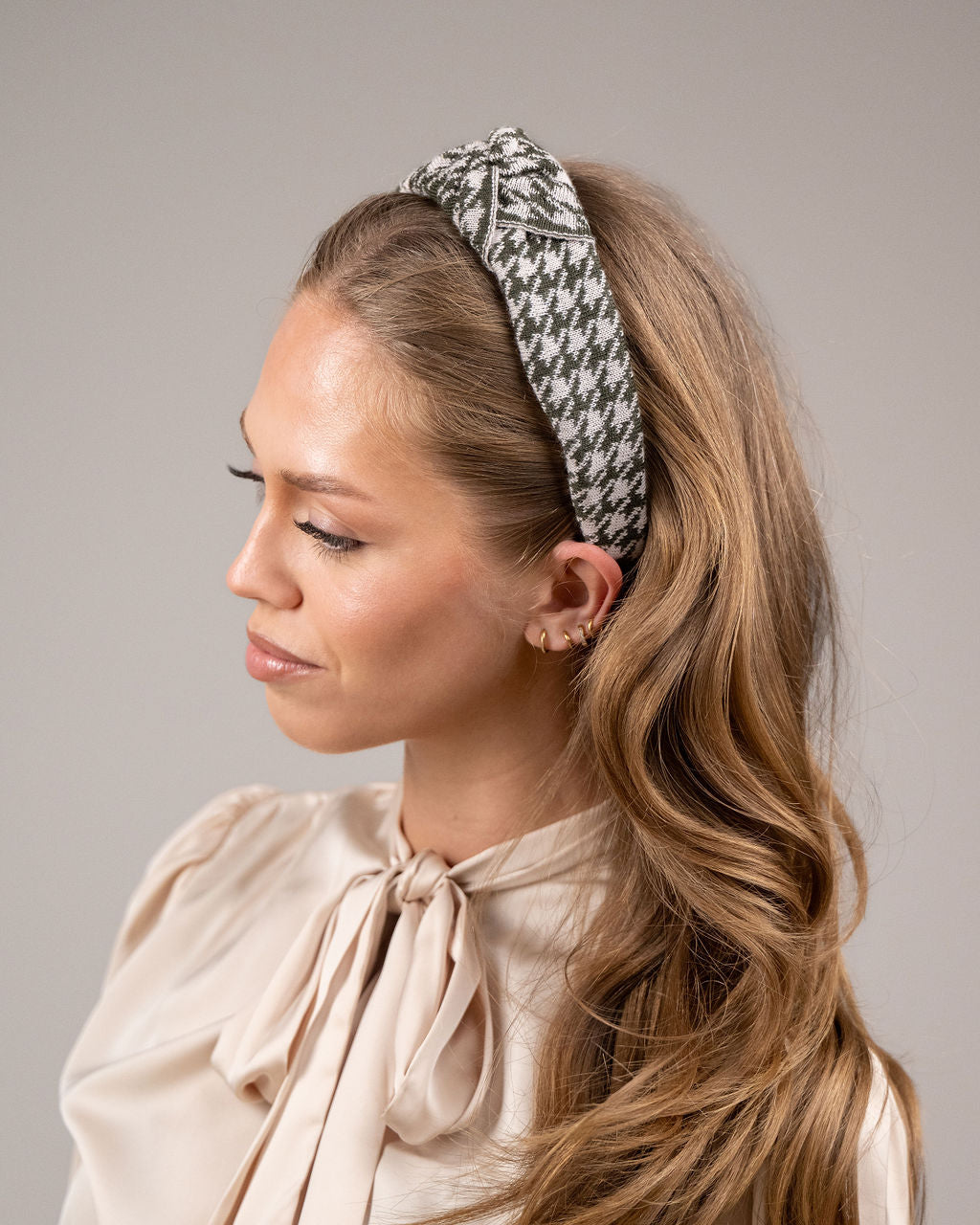 Houndstooth Hairband Olive