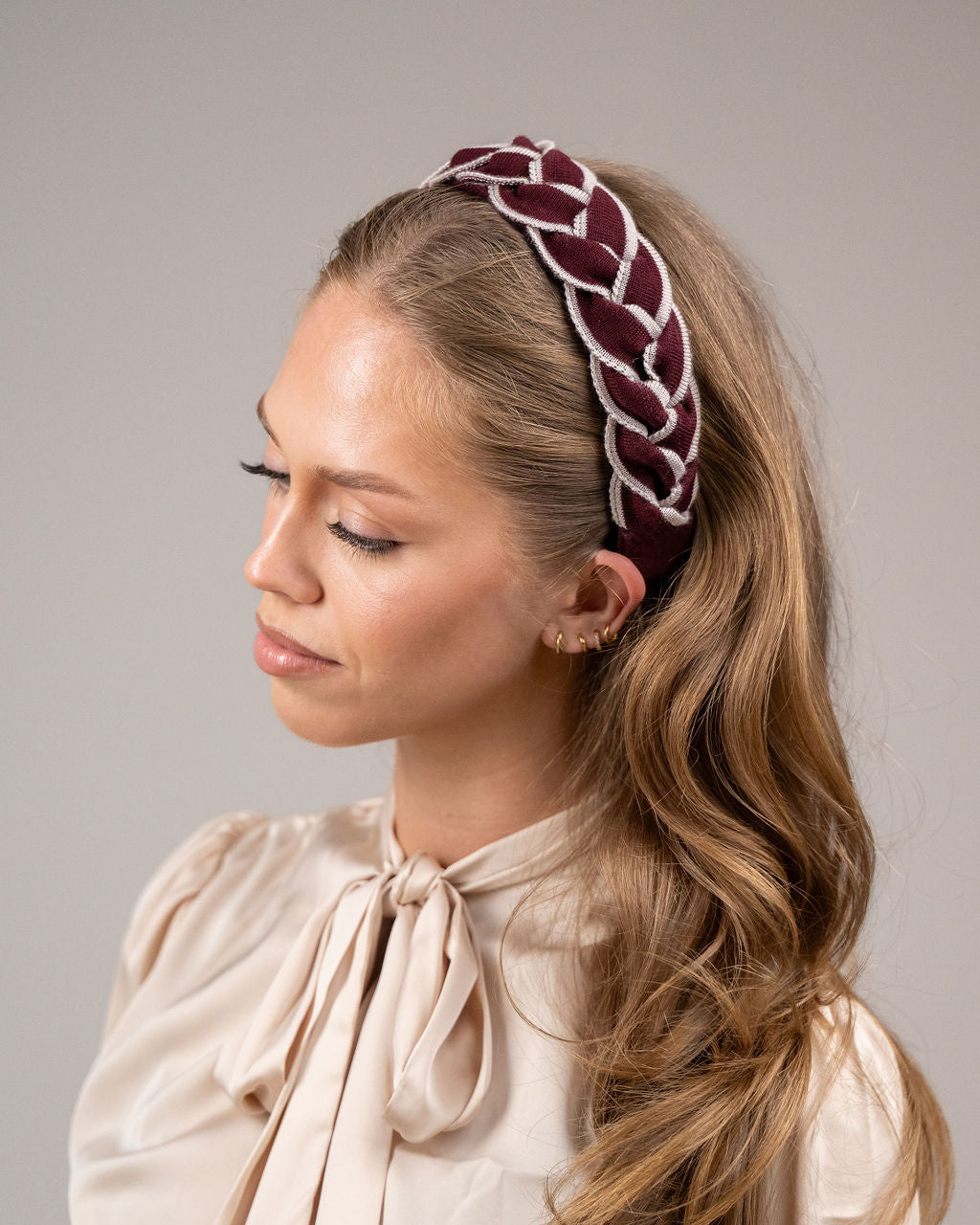 Signature Plait Hairband Plum/Taupe