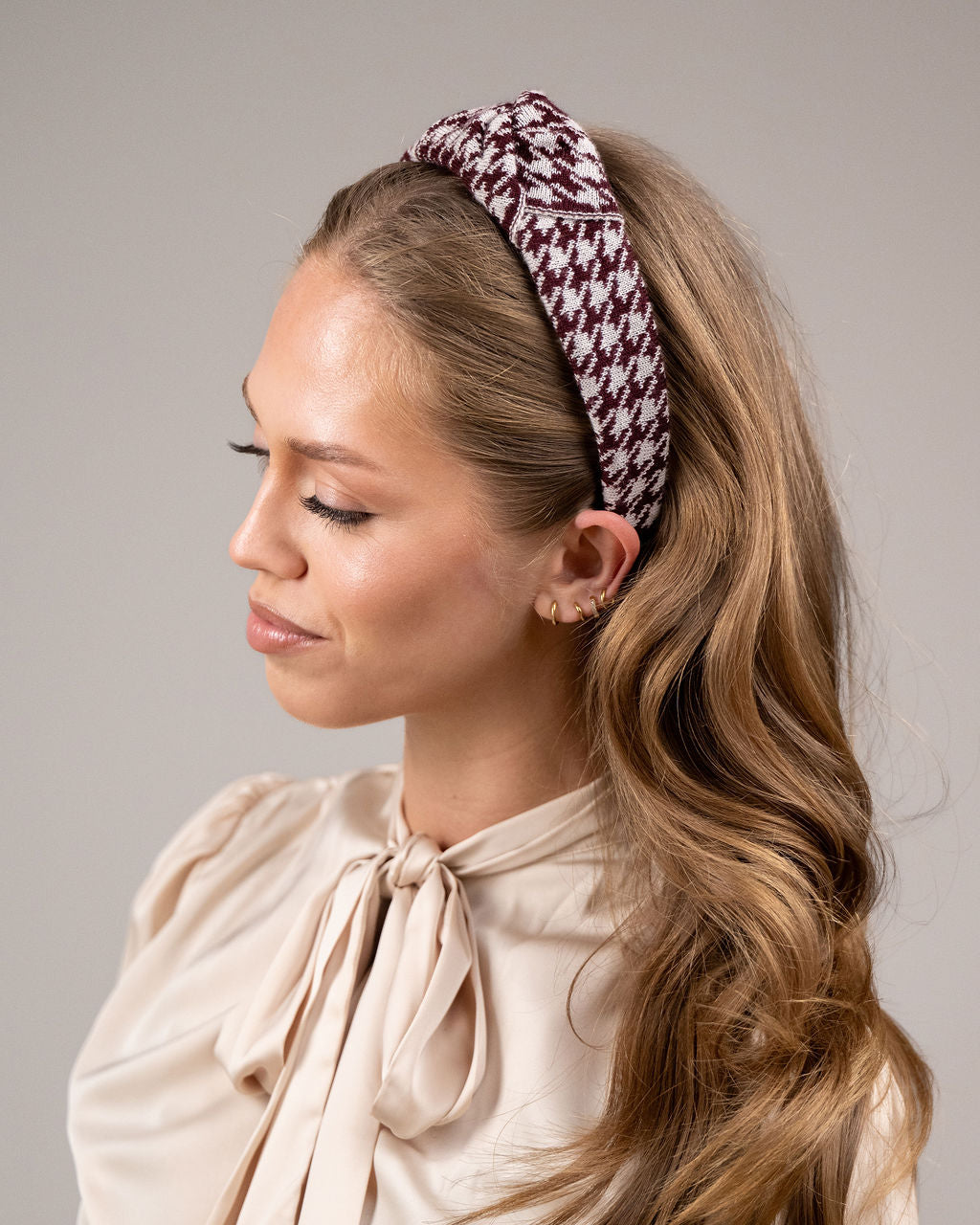 Houndstooth Hairband Plum