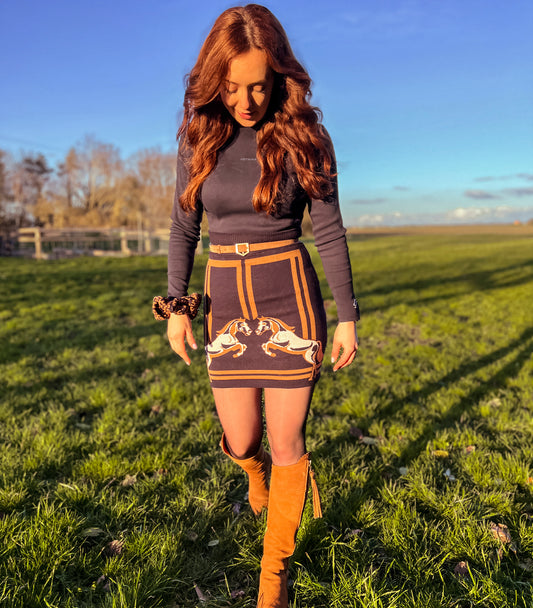 OUTLET: Stallion Skirt Black Tan