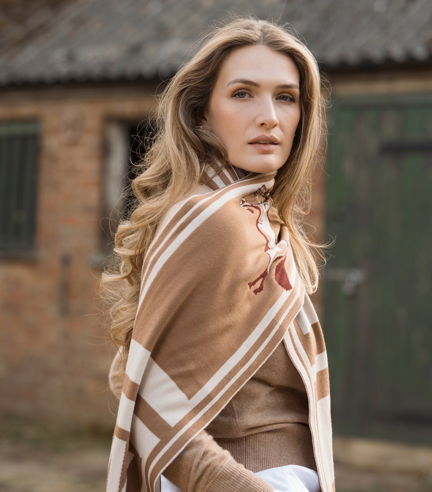 Personalised Stallion Monogram Scarf Tan/Taupe