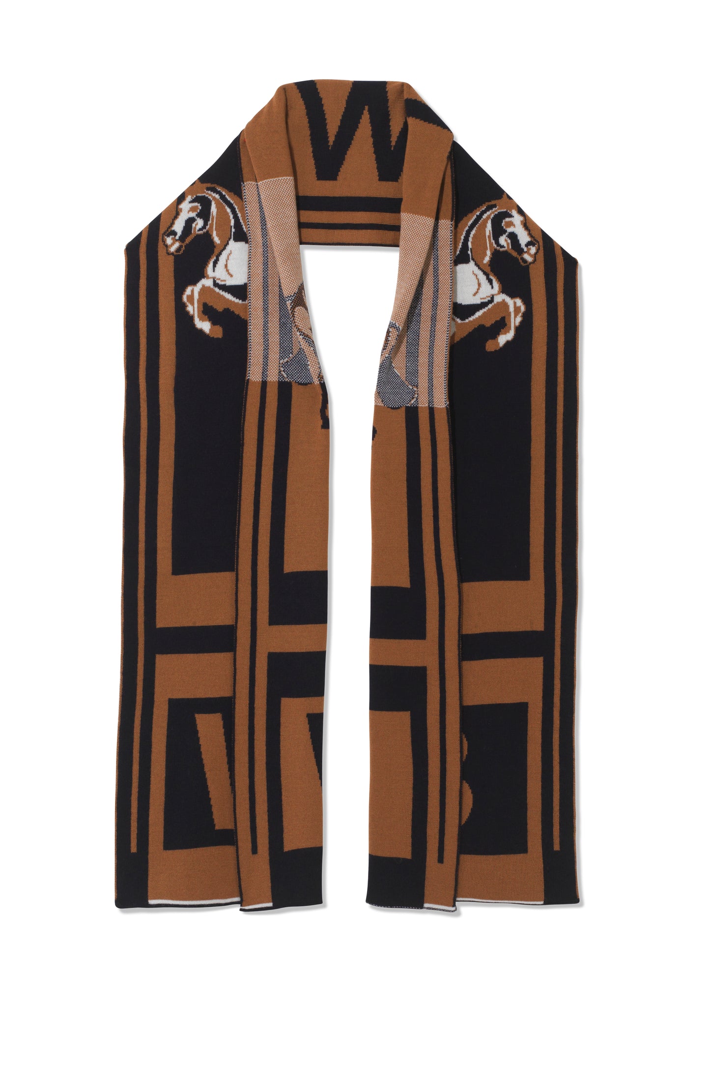 Personalised Stallion Monogram Scarf Navy/Tan