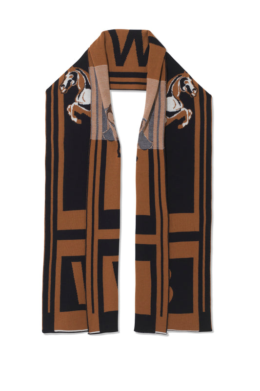 Personalised Stallion Monogram Scarf Navy/Tan