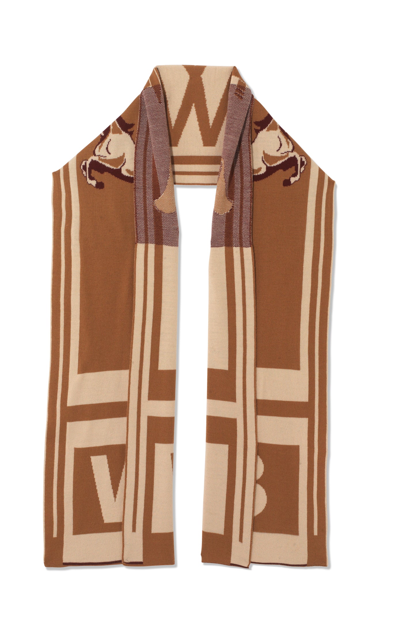 Personalised Stallion Monogram Scarf Tan/Taupe