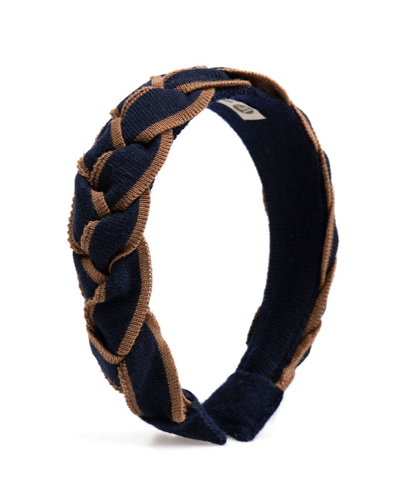 Classic Signature Plait Hairband Navy/Tan