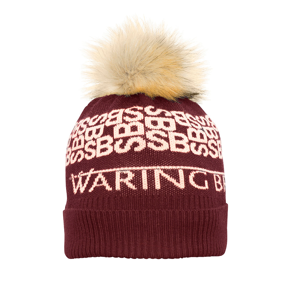 Personalised Bobble Hat Burgundy/Taupe