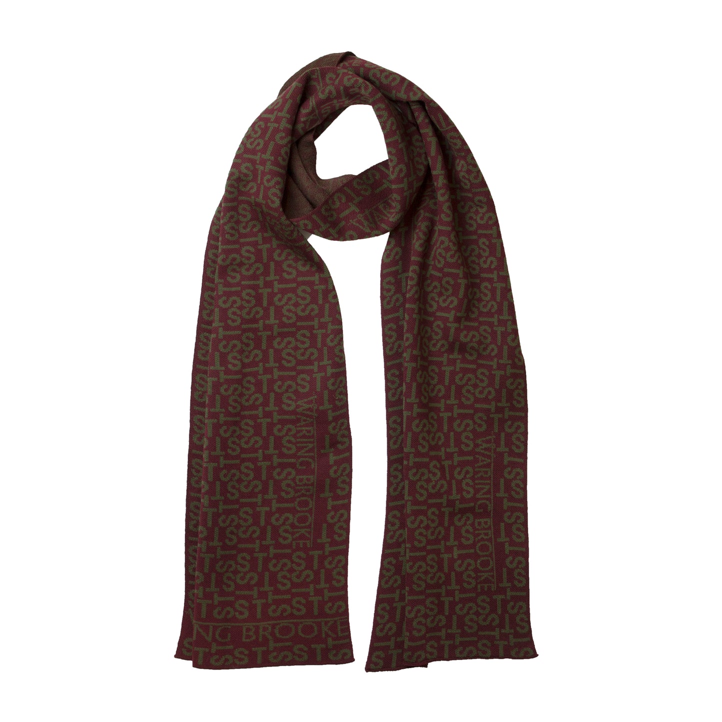 Personalised Monogram Pattern Scarf Plum/Olive