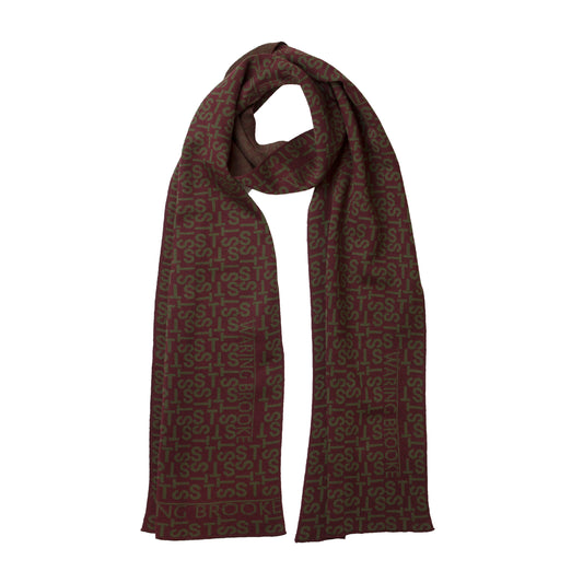 Personalised Monogram Pattern Scarf Plum/Olive