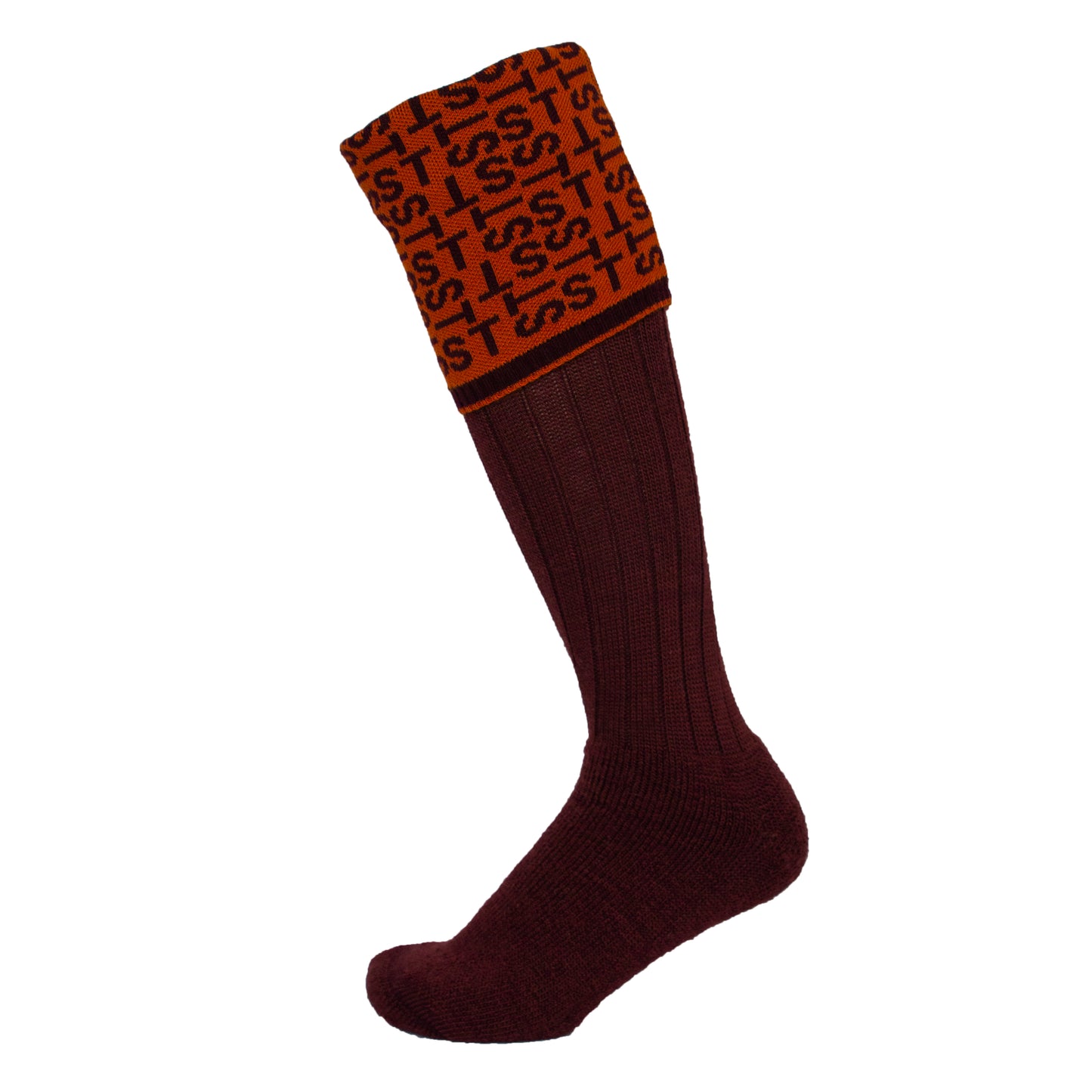 Personalised Monogrammed Boot Socks Orange/Burgundy