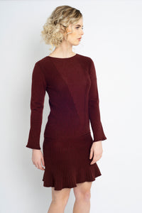 Fit and Flare Dress Burgundy
