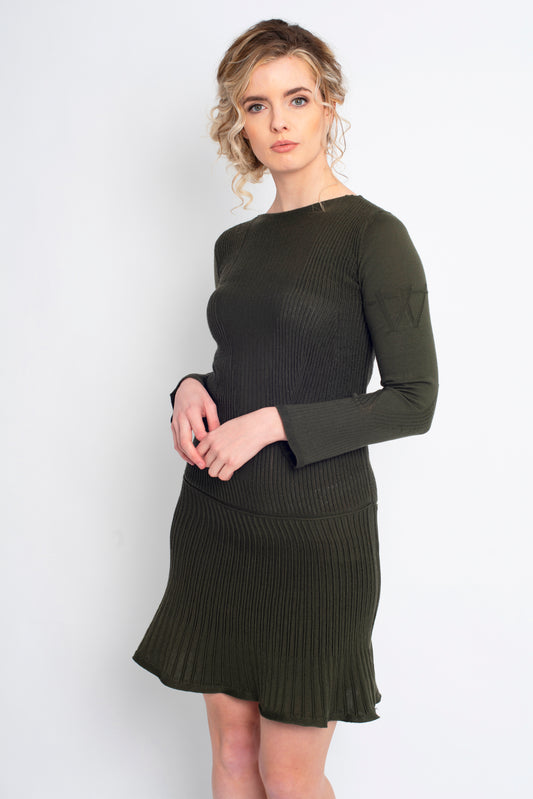 OUTLET: Fit and Flare Dress Green