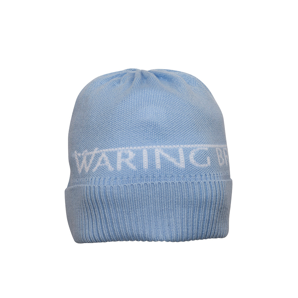 Signature Merino Beanie Hat Baby Blue/White