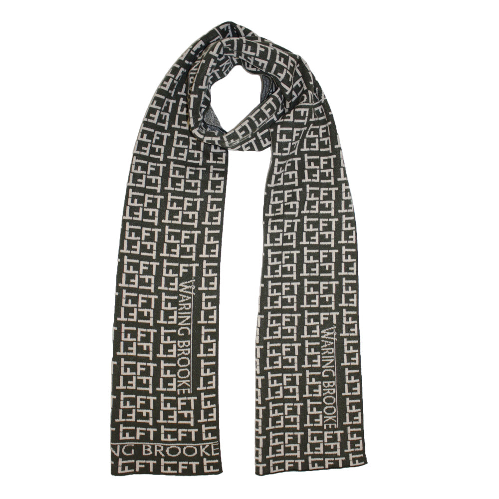 Personalised Monogram Pattern Scarf Olive/Taupe